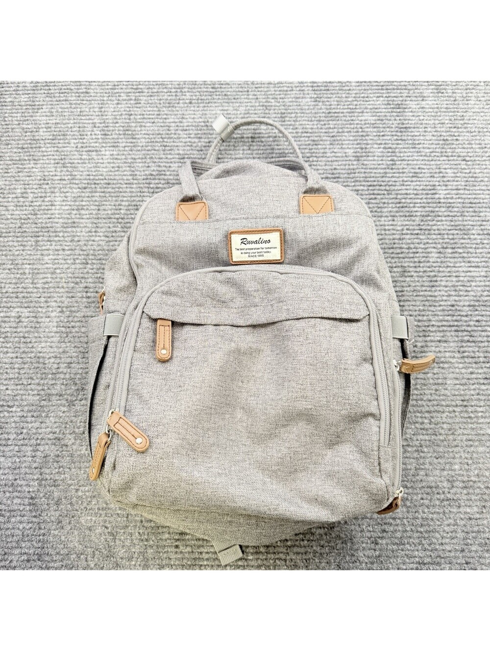 Ruvalino Diaper Bag Heathered Gray Waterproof Travel Organization Backpack